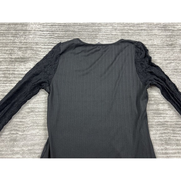 Bloomchic Top Womens 10 Black Lace Longsleeve Vneck Casual - Picture 8 of 12